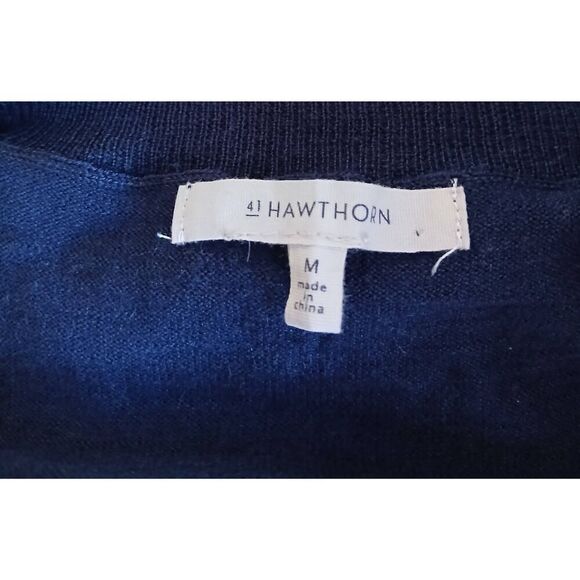 41 hawthorn womens medium fine wool sweater cardigan blue rose gold colorblock - Picture 6 of 8